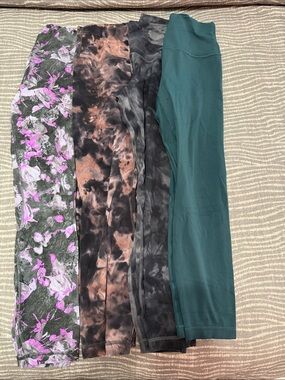 lululemon athletica leggings bundle - teal, black, gray, pink, brown